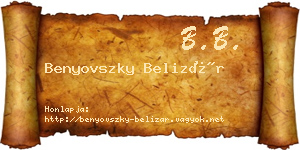 Benyovszky Belizár névjegykártya